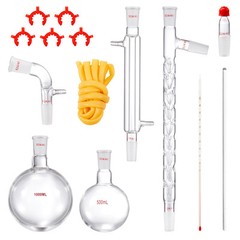 VEVOR Lab Glassware Distillation Kit 1000ml 3.3 Boro 14 pcs Glassware Equipment