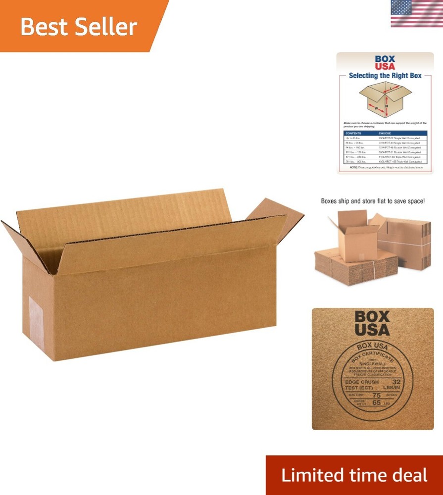 Pack of 25 Corrugated Boxes 12″L x 4″W x 4″H | Perfect for Shipping & Storage