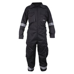 Men Black Coverall Overall Boilersuit Construction Industrial Work Wear Jumpsuit