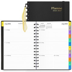Daily Planner 2026-2027, 18-Month Weekly and Monthly 5.7 x 8.3 inches, Black
