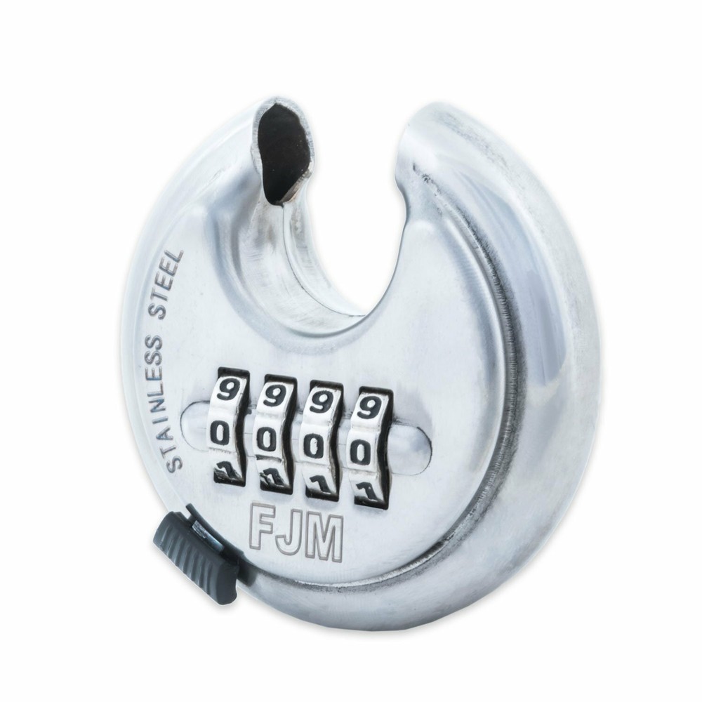 FJM SX790 Combination Disc Padlock Stainless Steel 4 Number Resettable No Keys