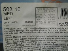 IMPACTO 503-10 HAND PROTECTIVE GLOVE/GLOVE LINER SIZE MEDIUM LEFT HAND NIP