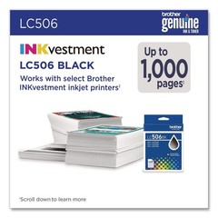 Brother LC506BKS INKvestment 1000 Page-Yield Ink – Black New