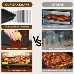 Baking Sheet Pan Set of 3, Commercial Cookie Sheets for Baking, large, Black