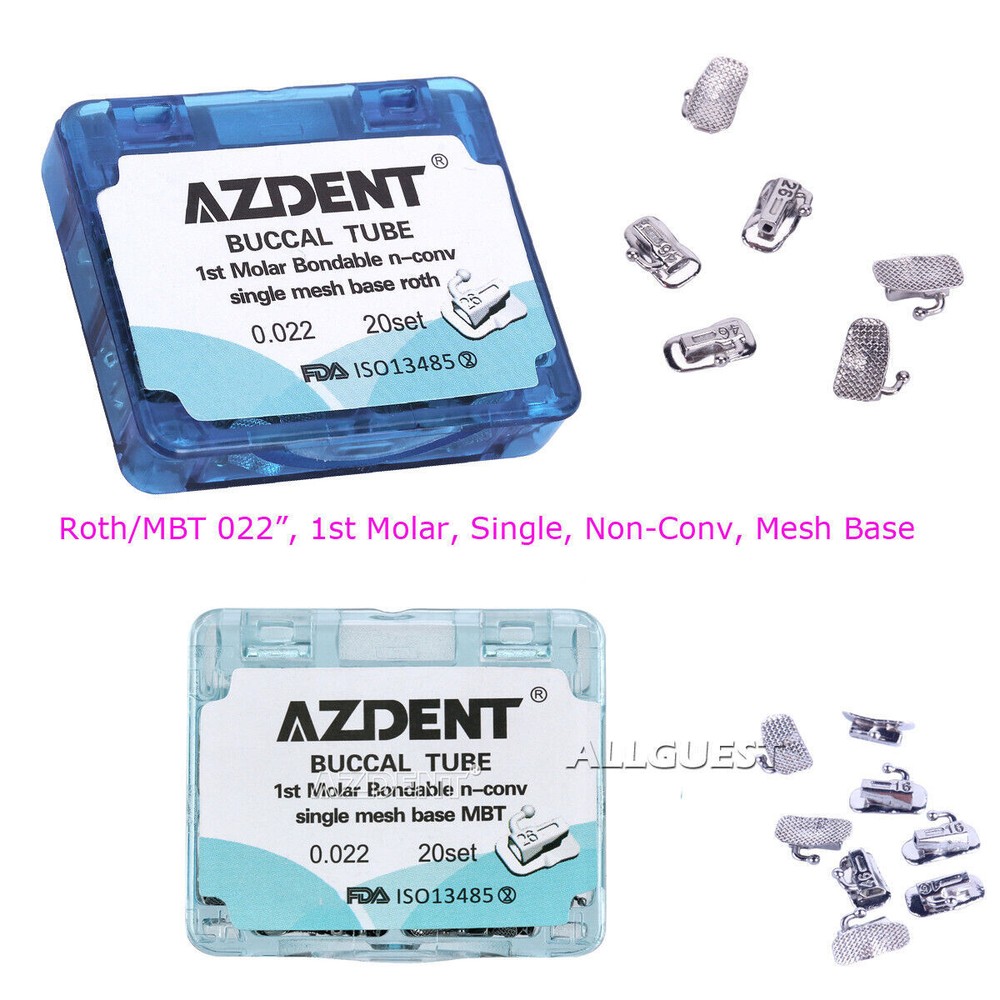 Dental Orthodontic Roth/MBT 022” 1st Molar Buccal Tube Single Non-Conv Mesh Base