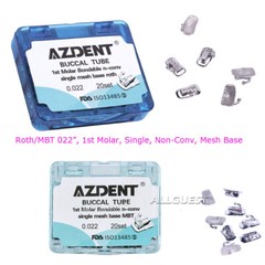Dental Orthodontic Roth/MBT 022” 1st Molar Buccal Tube Single Non-Conv Mesh Base