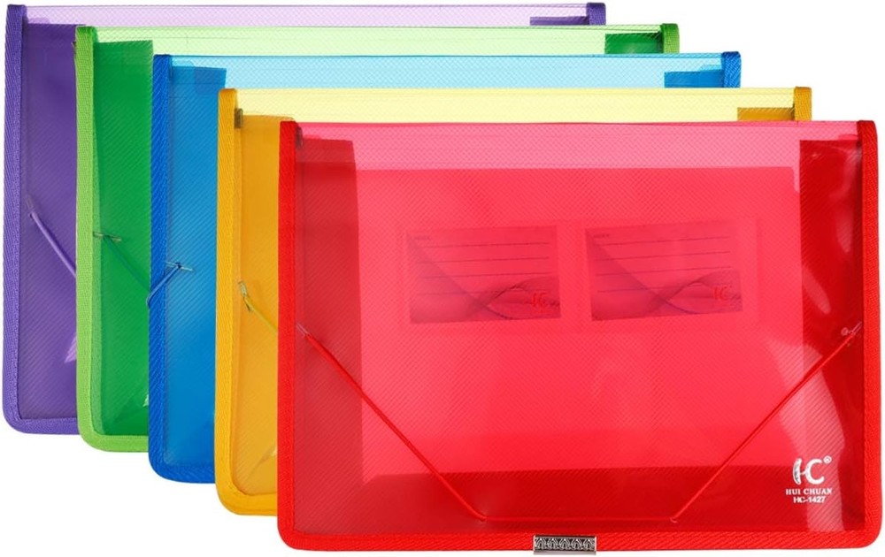 Eco-Friendly Plastic File Folders, Expanding Poly File Wallet, Transparent
