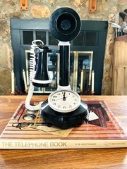 Repurposed Candlestick Western Electric Clock Classic Black Telephone Clock