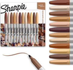 Permanent Markers Portrait Colors Fine Point Assorted 12 ct, Skin Tone Shades US