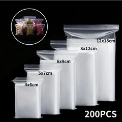 200/ Transparent Zip Bags Food Jewelry Vacuum Storage Bag Plastic Thicken Reclos