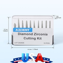Dental Diamond Zirconia Cutting Burs Kit Friction Grip 1.6mm 10Pcs/Pack