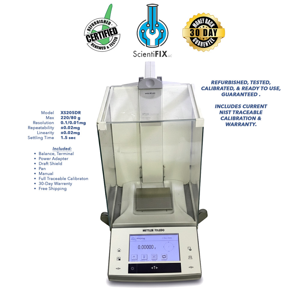 Mettler Toledo XS205 Analytical Balance 220g x 0.01mg 10ug REFURBISHED WARRANTY