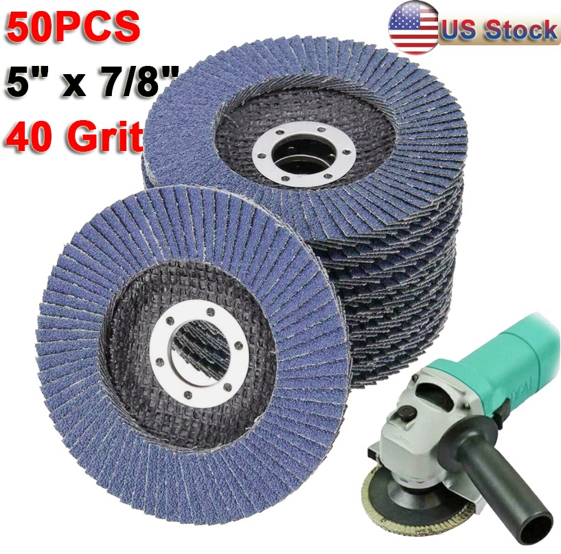 50Pcs 5″ Flap Discs 40 Grit Zirconia Sanding Grinding Wheels for Angle Grinder