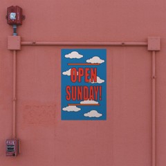 Door Decals Vertical Vinyl Stickers Multiple Sizes Open Sunday Clouds Business