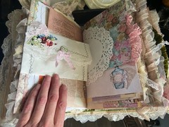 Handmade Lace Prayer book Junk Journal Antique Photo Embellished Chunky/HUGE!!