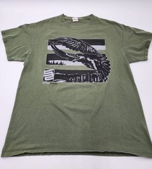 Safety Shirtz Eagle Flying Over City Logo Reflective Green Gildan Mens L