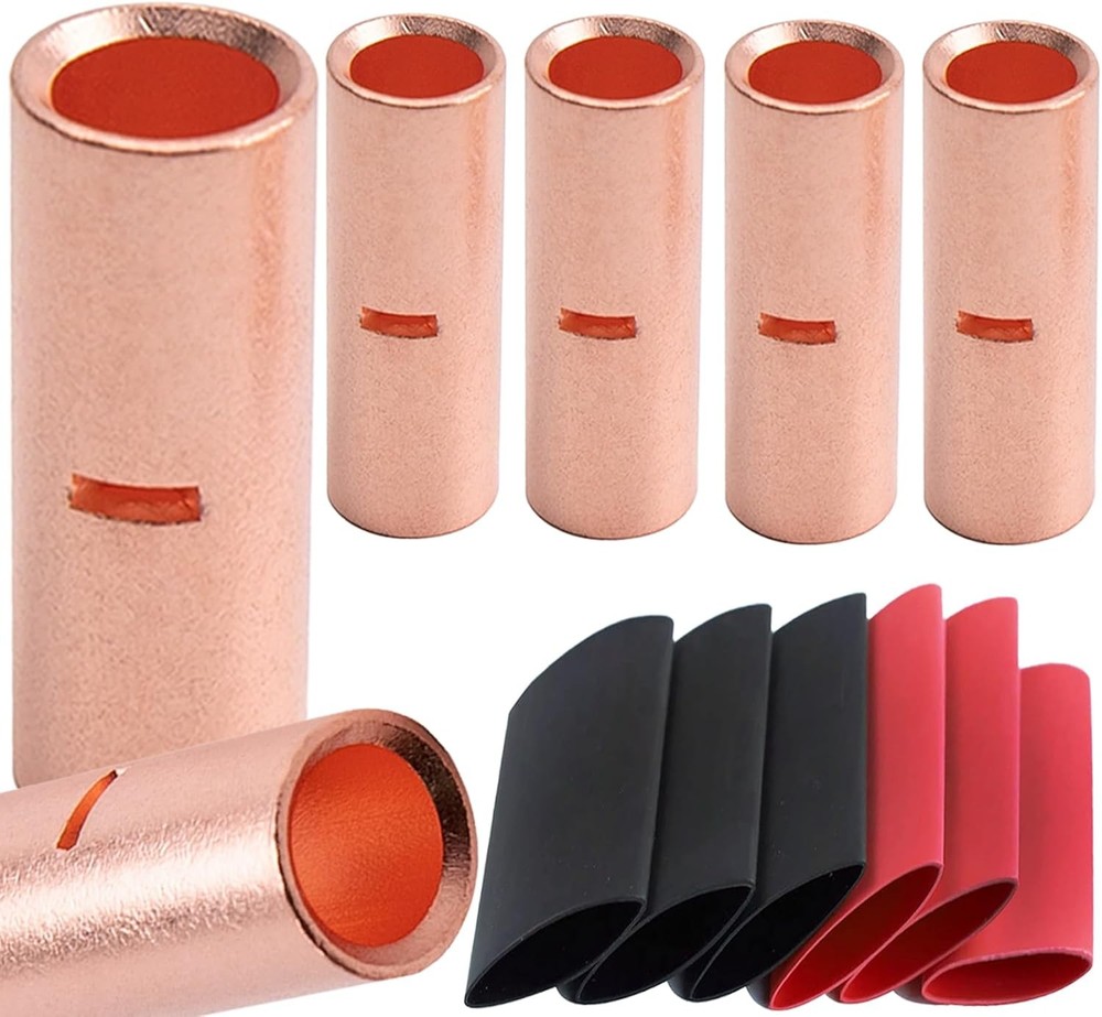 6PCS 0 Gauge Butt Connectors 1/0 AWG Uninsulated Crimp Splic Size: 0 (1/0) AWG