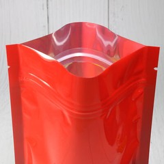Smell Proof Glossy Red Stand-Up Zip Seal Pouch w/ Window in Many QTY (6.3×8.7″)