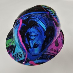 full brim hard hat custom hydro dipped IN BLUE COLLAR DADDY BAD ASS EDITION NEW