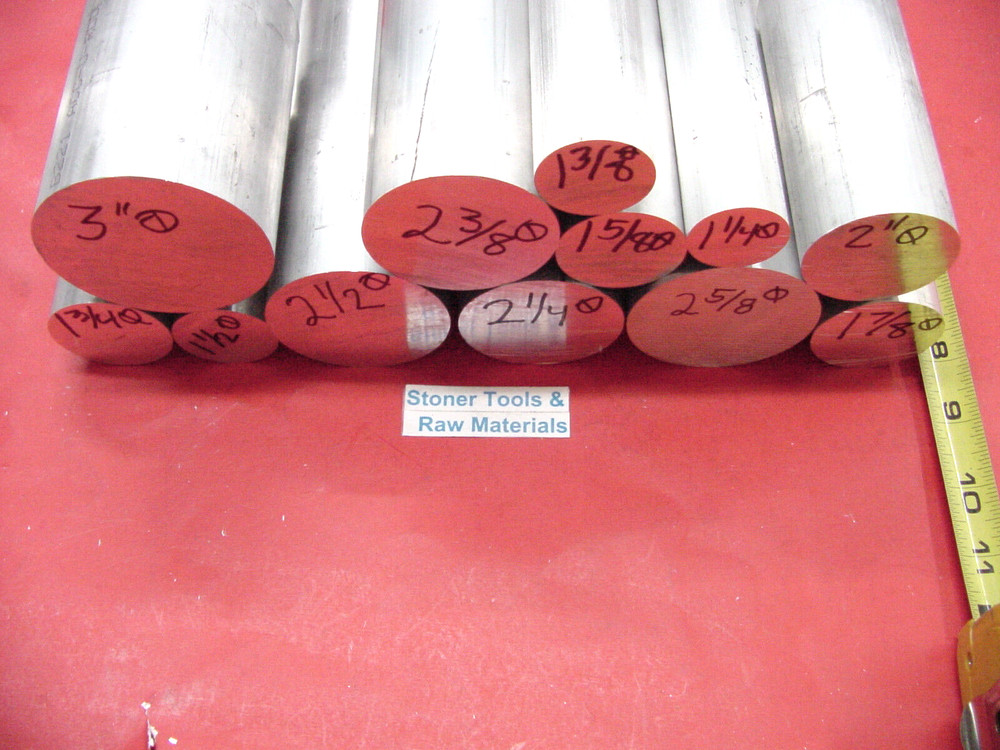 12 Piece ALUMINUM SOLID ROUND ASSORTMENT 1-1/4″ to 3″ 6061 Bar Combo Pack #31.88