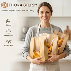 Tripho 100 Pcs Bread Bags for Homemade 13.9″ x 8.35″ x 3.93″, Brown