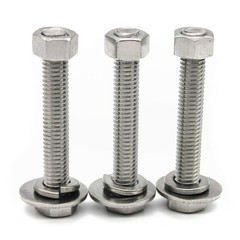 (10 Sets) 1/4-20×2 Stainless Steel Hex Head Screws Bolts, Nuts, Flat & Lock W…