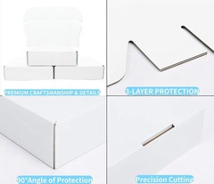 Set of 2 White Corrugated Shipping Boxes – Small Business Mailers, 4x3x2 Inches