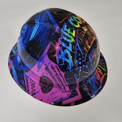 full brim hard hat custom hydro dipped IN BLUE COLLAR DADDY BAD ASS EDITION NEW