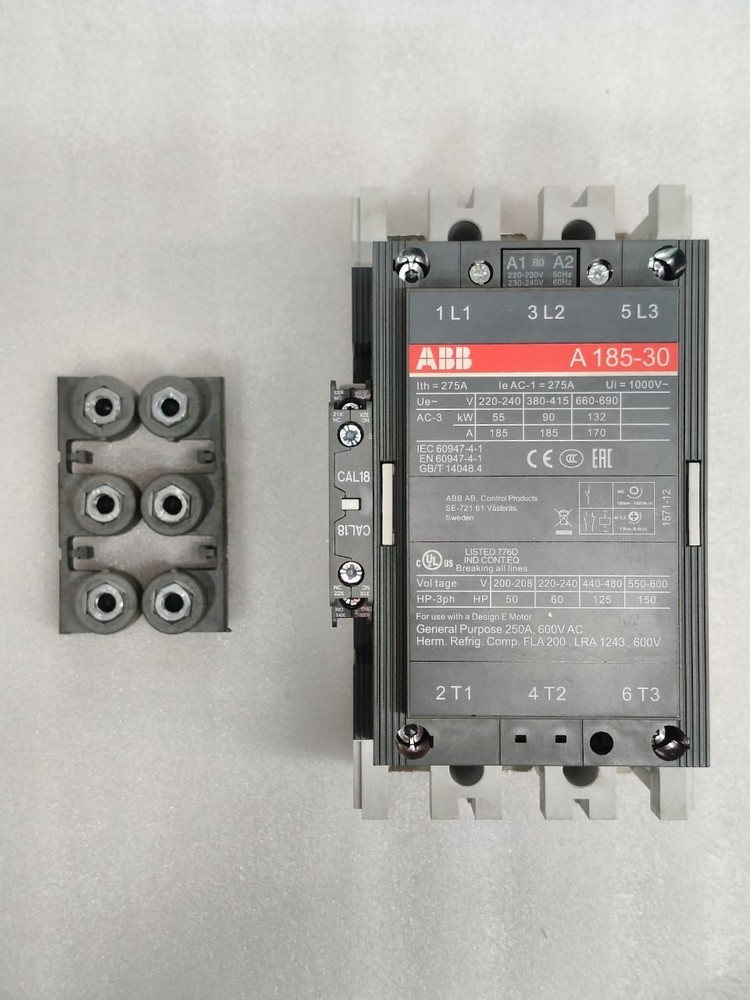 ABB A185-30 50/60HZ AC MAGNETIC CONTACTOR 275A COIL VOLTAGE 220VAC NEW FREE FAST