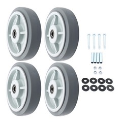4 Pack 8″ Caster Wheels Replace Polyurethane 1/2″ Axle Hole 900 Pounds Gray