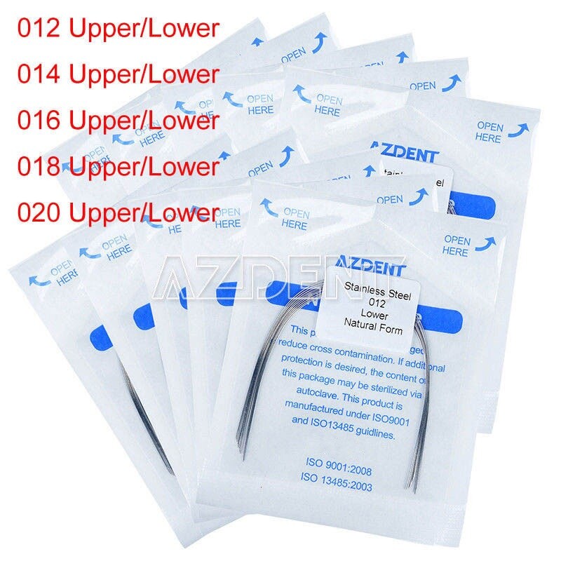 AZDENT Dental Orthodontic Stainless Steel Round Arch Wires Nature Form All Sizes