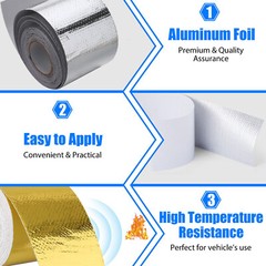 15FT – 50FT Gold Intake Heat Reflective Tape Wrap Self Adhesive High Temperature