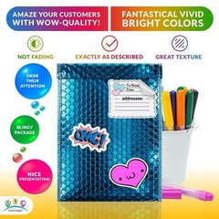6.5 x 10.5 Blue Metallic Bubble Mailers Padded Envelopes Self-Sealing 250 Pack