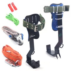 Adjust Tree/Pole Climbing Spike Set 2 Gear Safety Belt Rope Lanyard w/ Carabiner