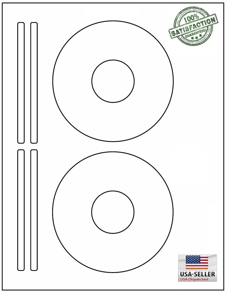50 CD/ DVD Laser and Ink Jet Labels – Template 5931, 8931, 8692 -25 Sheets!