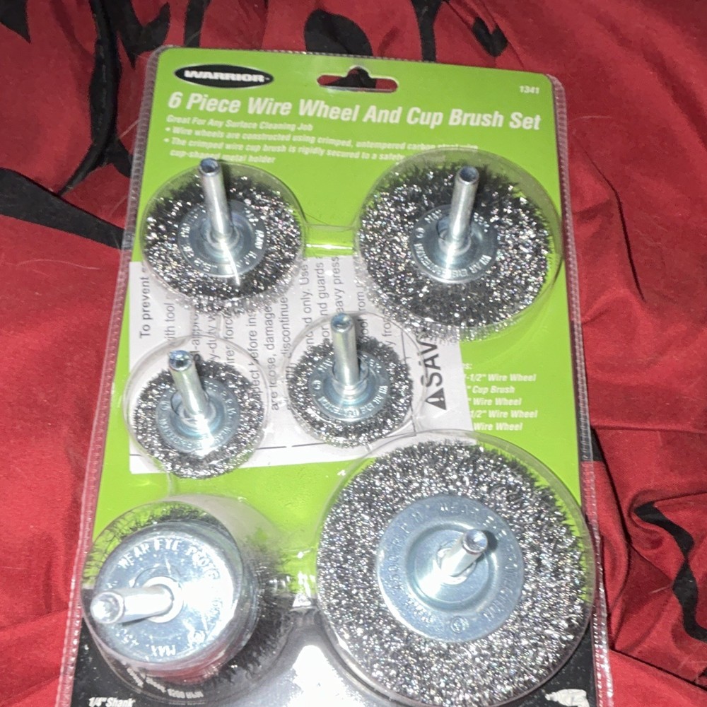 Warrior 1341 6-Piece Crimped Carbon Steel Wire Wheel & Cup Brush Set