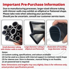 Black Silicone Tube Hose ID 0.5mm-60mm × OD 1mm-68mm Soft Rubber Pipe