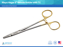 Mayo Hegar Needle Holder Driver 6 inches with Tungsten Carbide ARTMAN