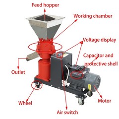 2.5mm Feed Pellet Mill Machine Feed Granulator 3 Head Press Roller 150KG/h 220V