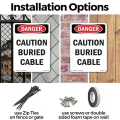 Caution Buried Cable OSHA Danger Sign Metal, Plastic, Or Decal – 5 or 10 Pack