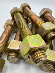 5 Pack! `7/8″-9 x 6-1/2” B7 Studs Cadmium Yellow, End to End, w/ (2) 2H Nuts