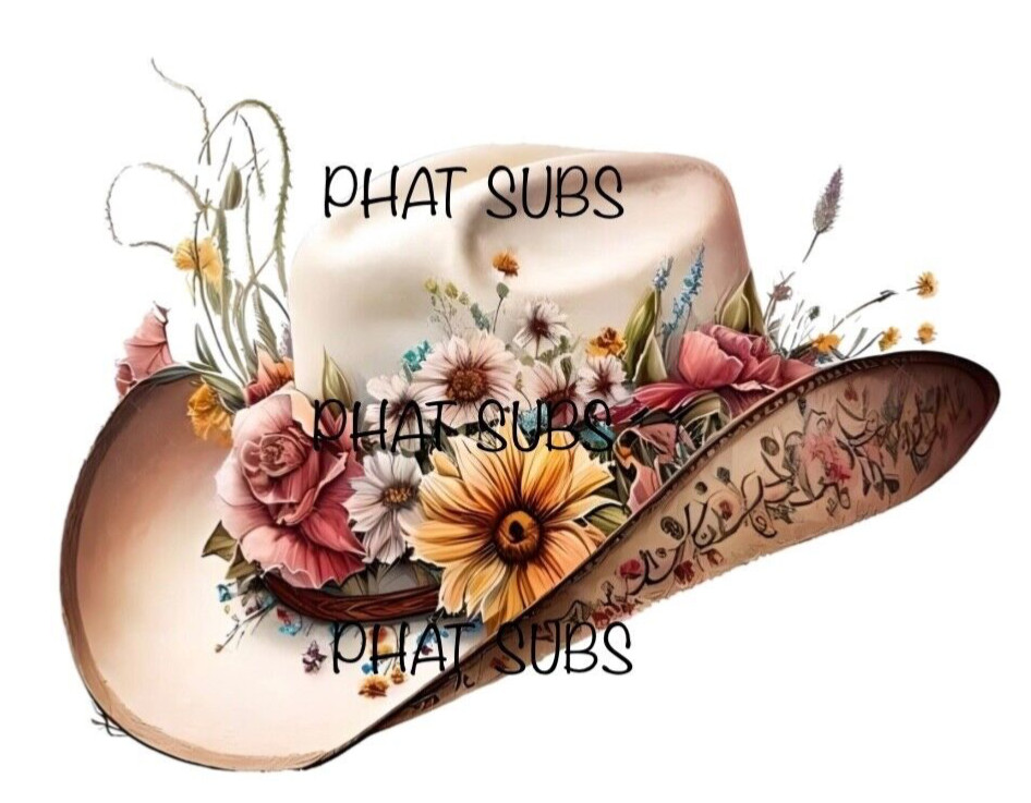 Sublimation Print Cowgirl Hat Ready to Press Heat Transfer