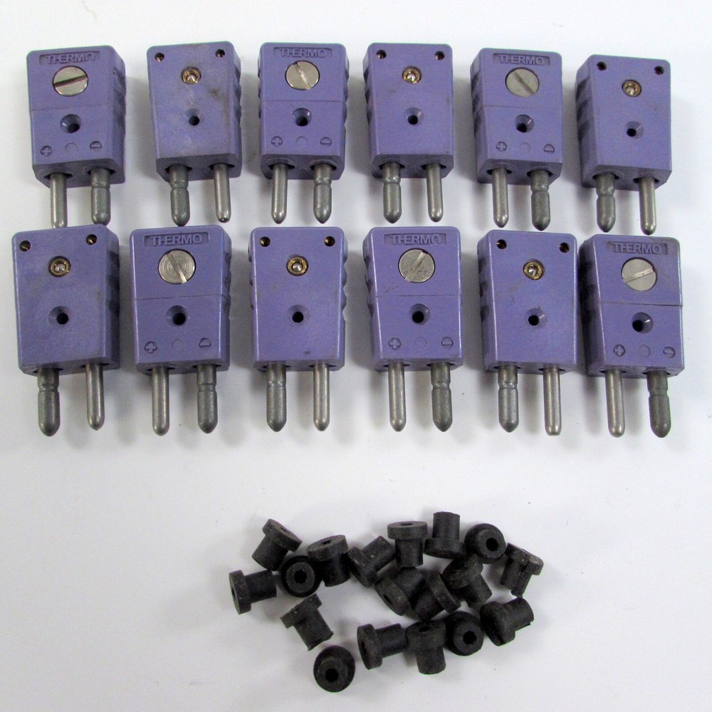 Lot of 12 – NEW Thermo Standard E-Type Thermocouple Connector Plugs Round Pins
