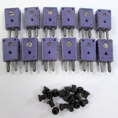 Lot of 12 – NEW Thermo Standard E-Type Thermocouple Connector Plugs Round Pins