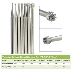 5pcs Prima Wave Dental Carbide Burs High Speed FG 19mm/Surgical FGOS SL 557 25mm