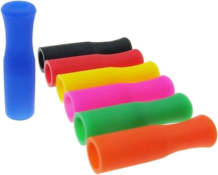20 Pcs Colorful Silicone Straw Tips, Reusable Teeth 6 Millimeters, Multicolor