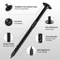 Lag Screws #14 x 3 Inch Heavy Duty Wood Timber Screw Rust Resistant T30 Star Bit
