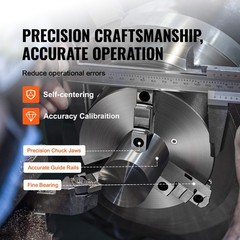 Uimoso 8” 3-Jaw Self-Centering Lathe Chuck for Grinding and Drilling