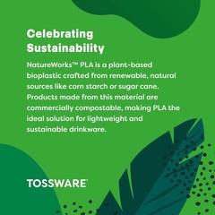 TOSSWARE NATURAL Arc – Plant Based Cups 12 oz – Plastic Alternative Cups 1000 ct