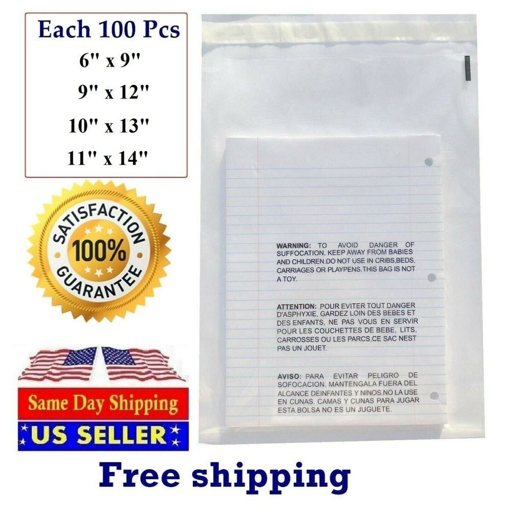 400 Clear Combo Suffocation Warning Poly Bag 6×9,9×12,10×13,11×14-ST ShipMailers